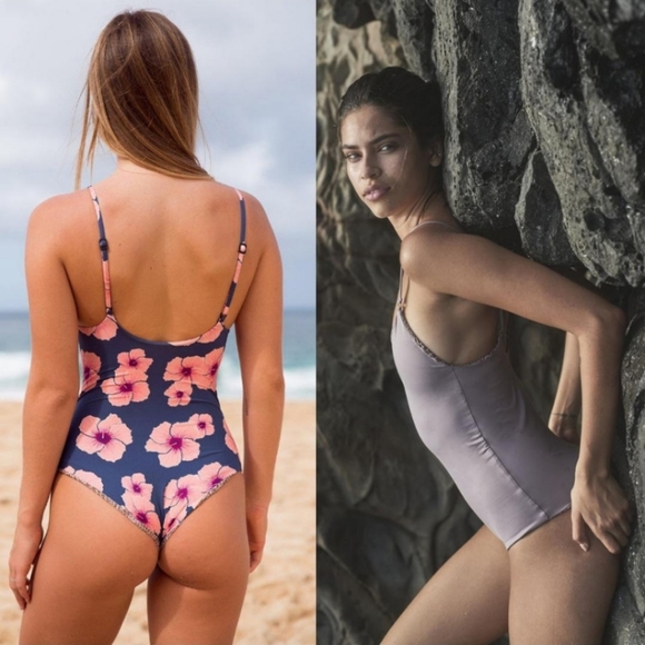 New acacia swimwear hina isle XL orchid fullpiece swim suit navy pink hawaiian - Picture 8 of 14